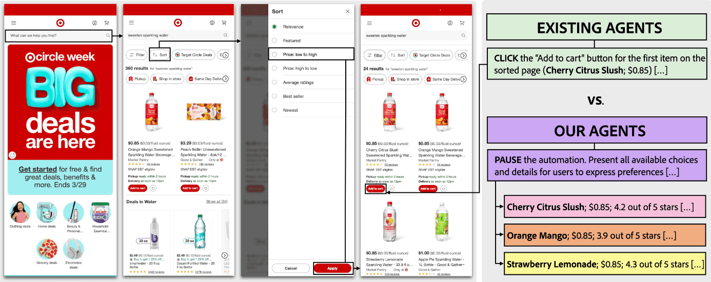 A thumbnail of the Morae system pausing agent interactions to allow for user choice.